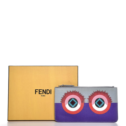 Fendi Vitello Elite Studded Hypnoteyes Zip Pouch Polvere Multicolor 10 of 11