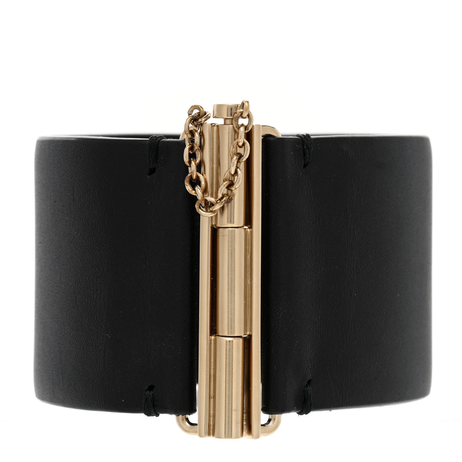 Chanel Calfskin CC Wide Cuff L Black Gold 3 of 6