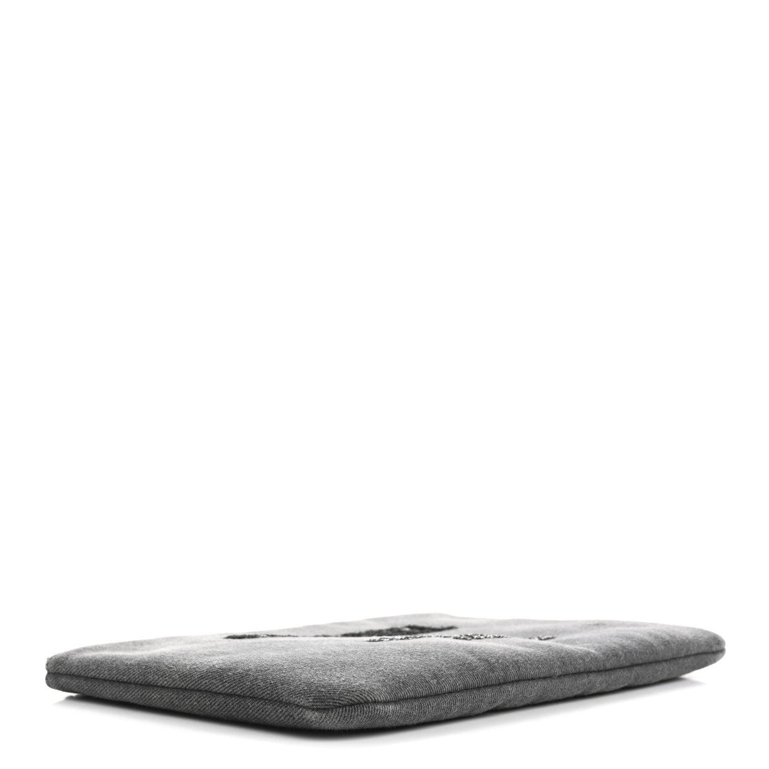Chanel Canvas Sequins Medium Deauville Cosmetic Pouch Grey 4 of 9