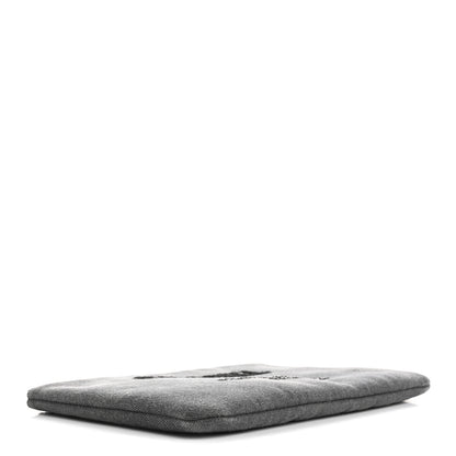Chanel Canvas Sequins Medium Deauville Cosmetic Pouch Grey 4 of 9