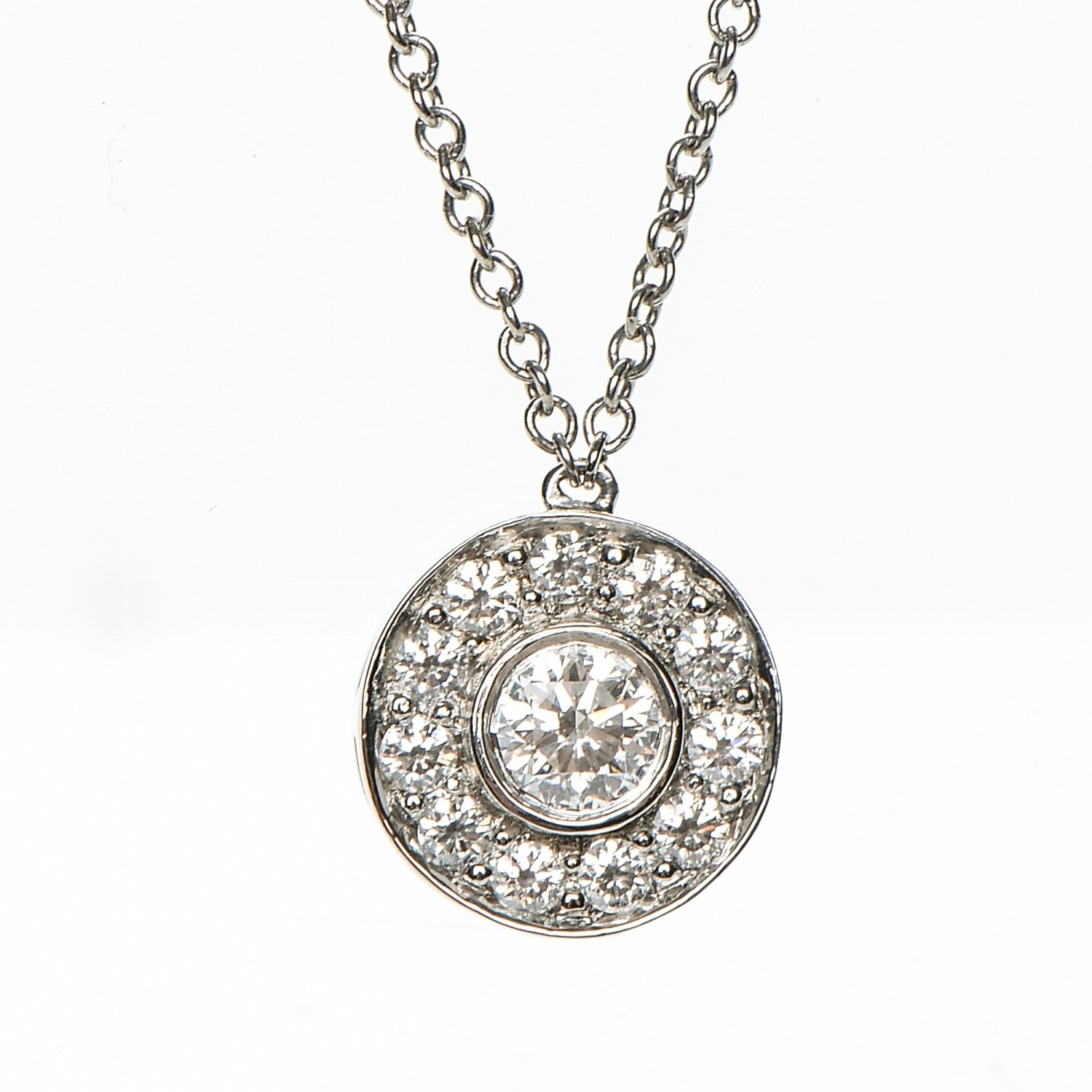 Tiffany Platinum Diamond .37ctw Circlet Pendant Necklace 3 of 7
