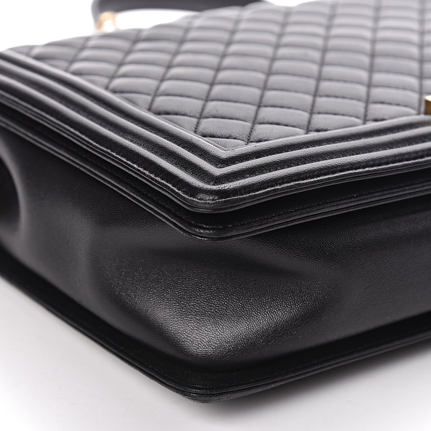 Lambskin Quilted Large Boy Flap Black