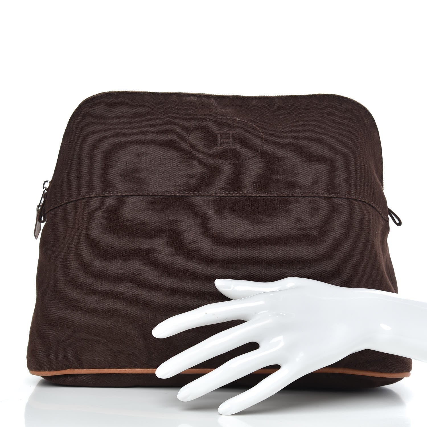 Hermes Cotton Canvas Bolide Travel Cosmetic Pouch 2 of 8