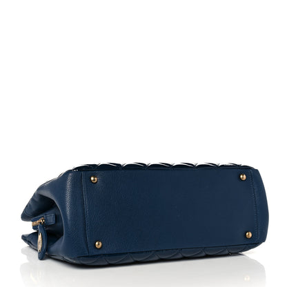 Chanel Patent Goatskin Quilted Small CC Eyelet Tote Blue 4 of 9