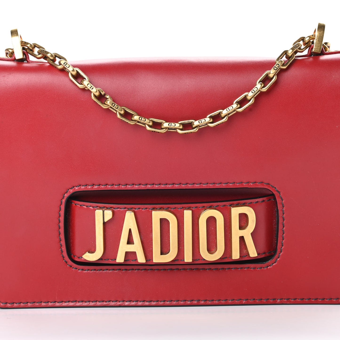 Calfskin J'Adior Chain Flap Bag Red