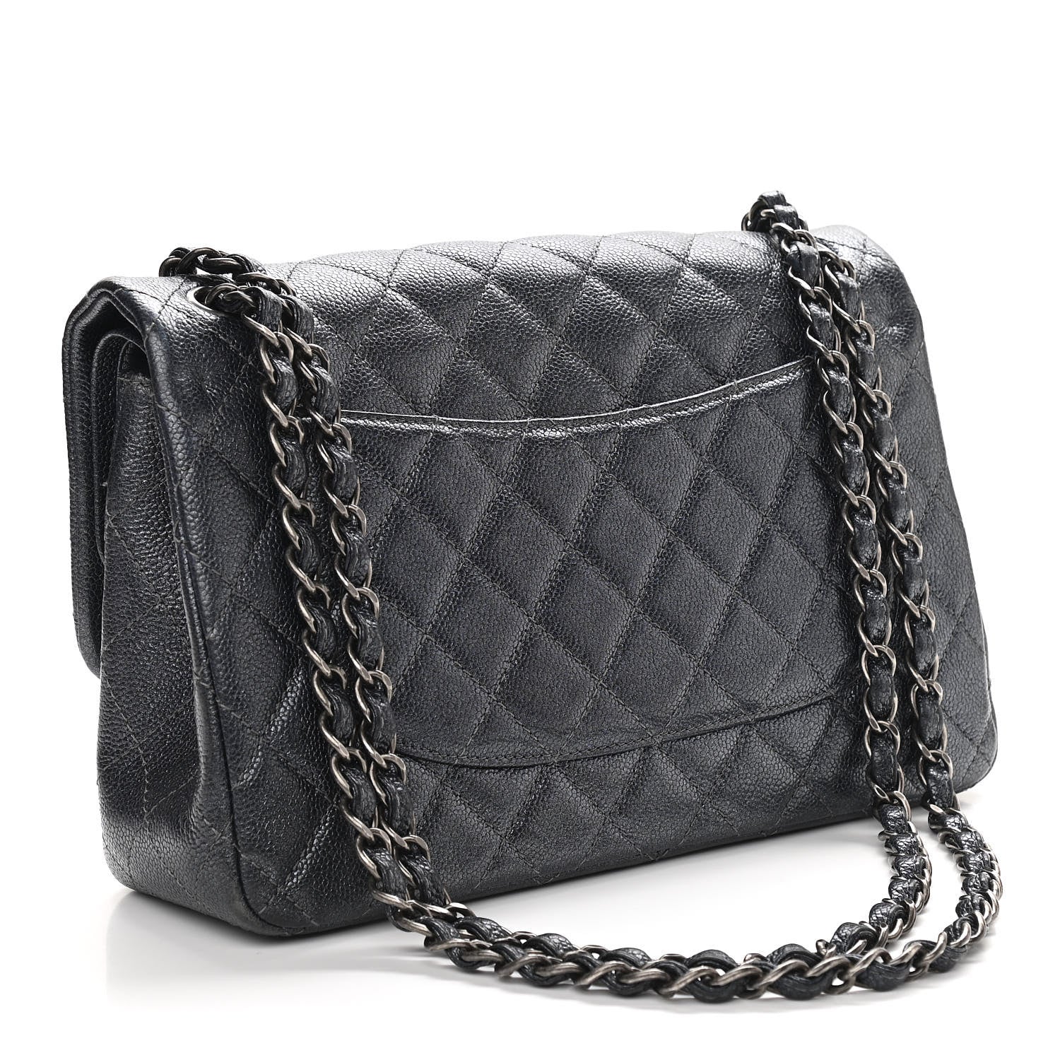 Chanel Metallic Caviar Quilted Jumbo Double Flap Dark Grey 2 of 16
