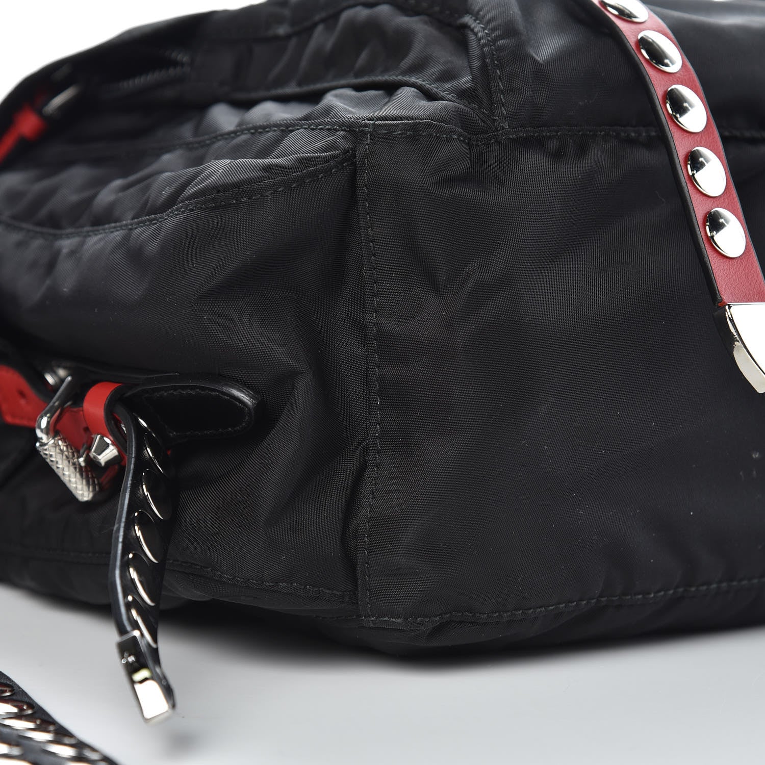 Prada Nylon New Vela Studded Messenger Black Fuoco 8 of 10