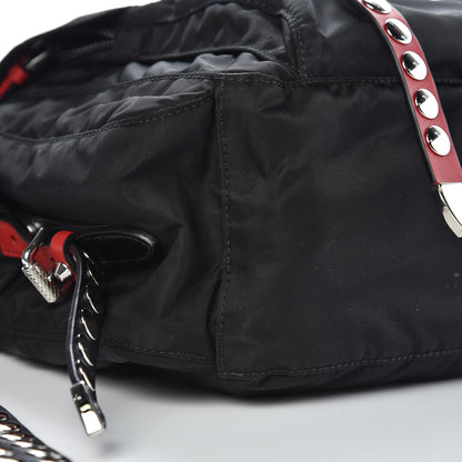 Prada Nylon New Vela Studded Messenger Black Fuoco 8 of 10