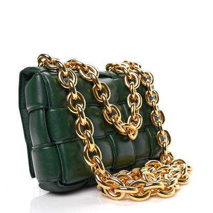 Bottega Veneta Lambskin Maxi Intreccio Padded Chain Cassette Crossbody Bag Raintree 3 of 8