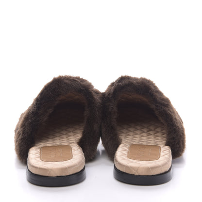 Gucci Malaga Kid Faux Fur Mens Lawrence Slippers 8 Black 5 of 10