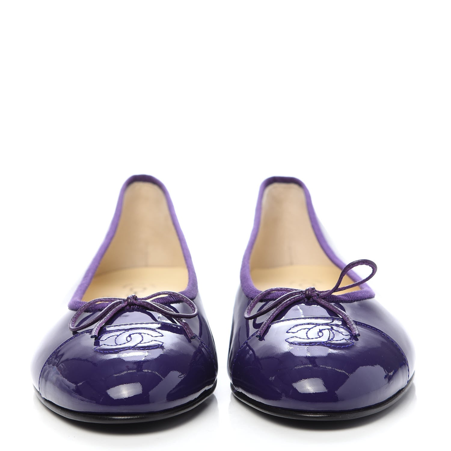 Chanel Patent Calfskin CC Cap Toe Ballerina Flats 40.5 Purple 2 of 8
