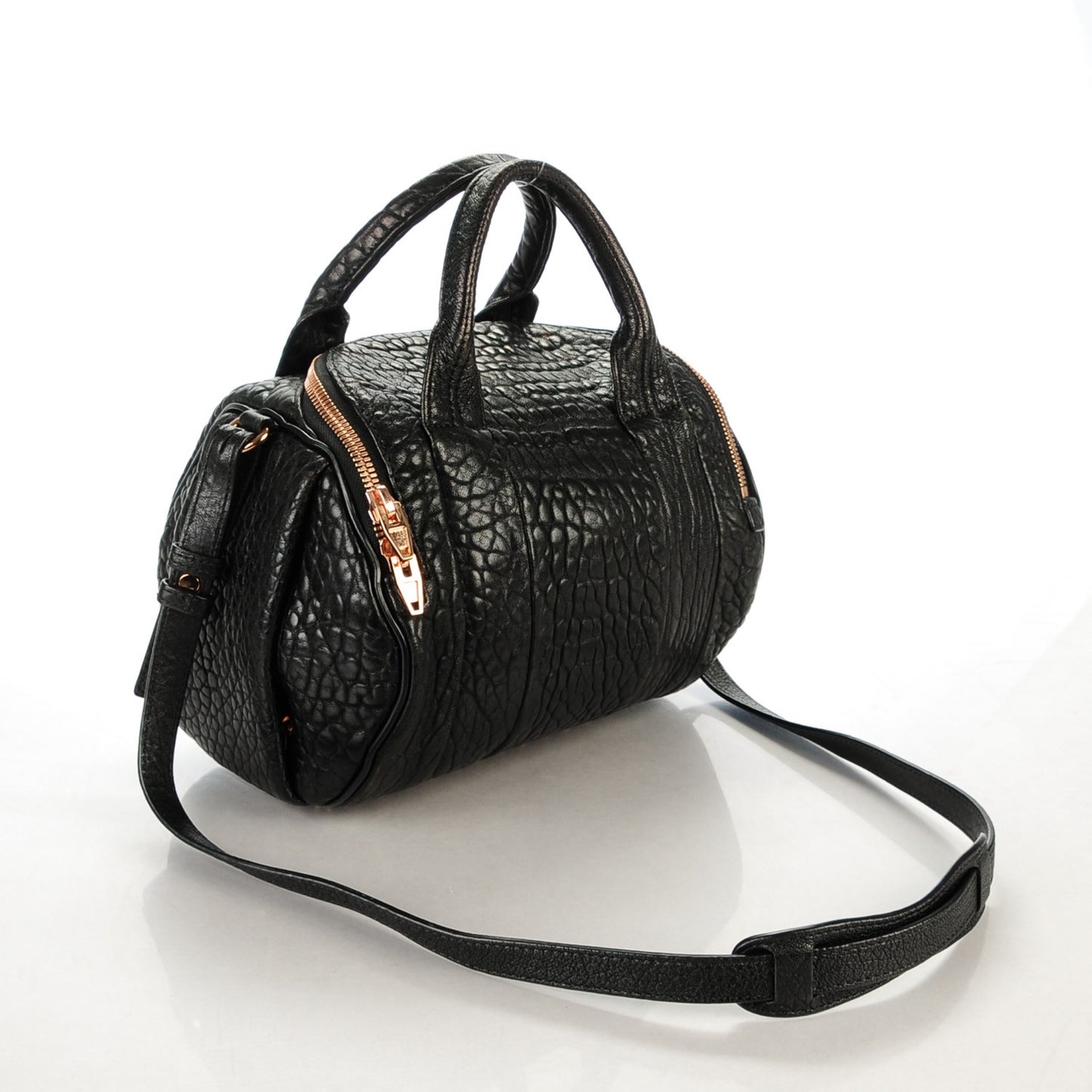 Pebbled Lambskin Rockie Black Rose Gold Hardware