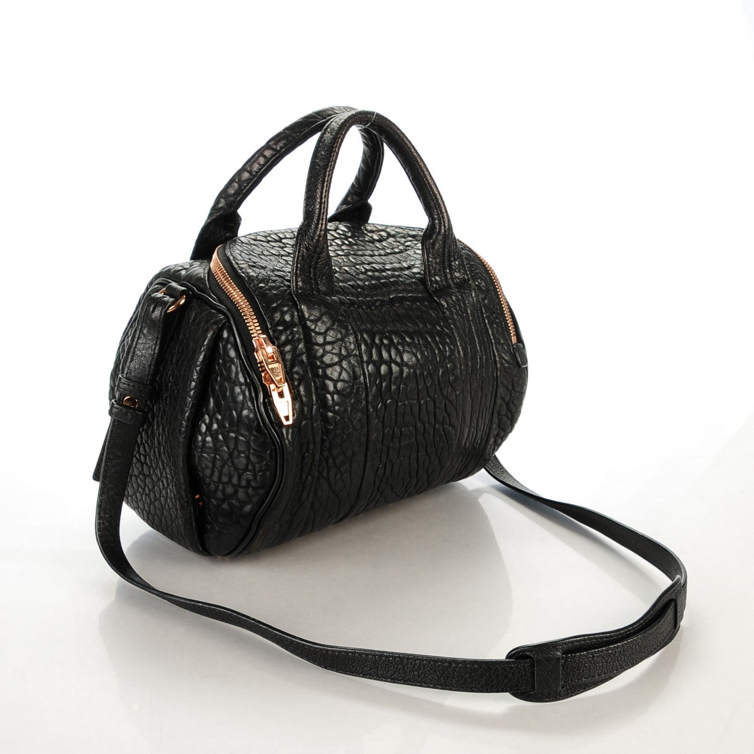 Alexander Wang Pebbled Lambskin Rockie Black Rose Gold Hardware 3 of 8
