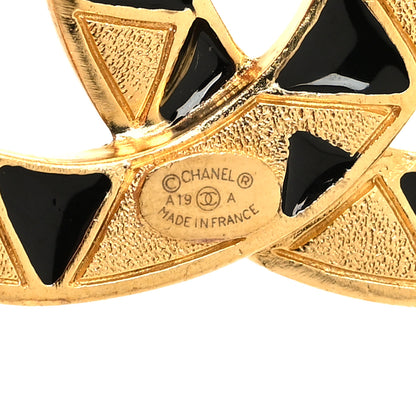 Chanel Metal Crystal Enamel CC Brooch Black Gold 3 of 5