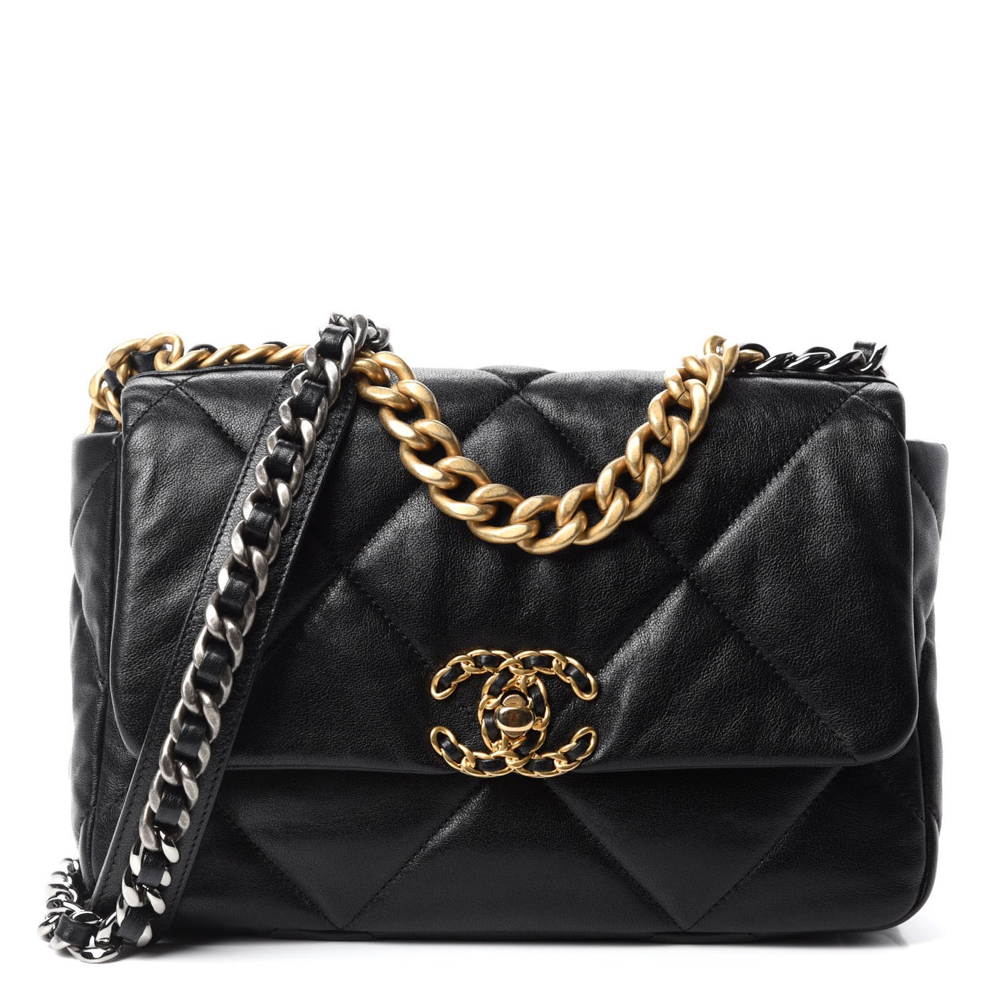 Goatskin Quilted Medium Chanel 19 Flap Black