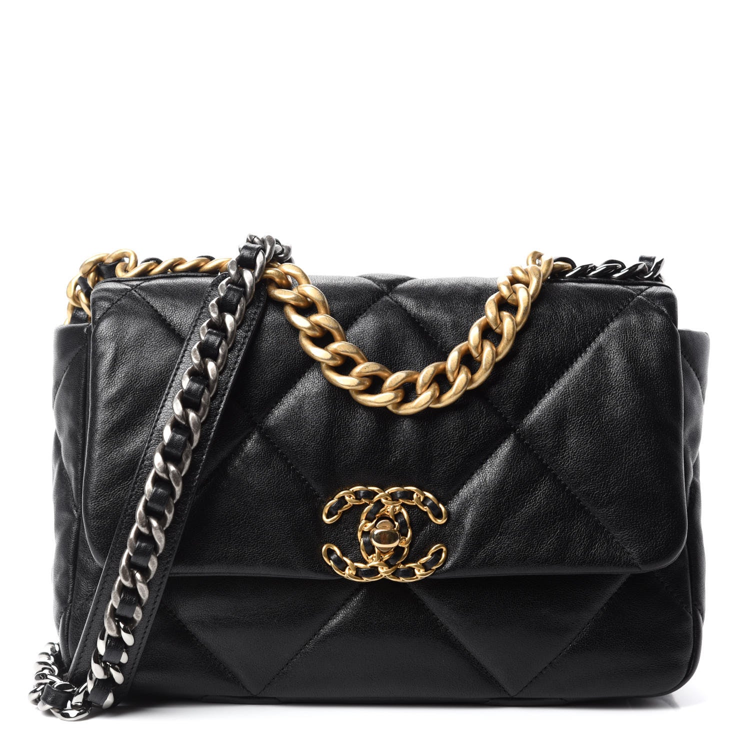Chanel Goatskin Quilted Medium Chanel 19 Flap Black 1 of 11