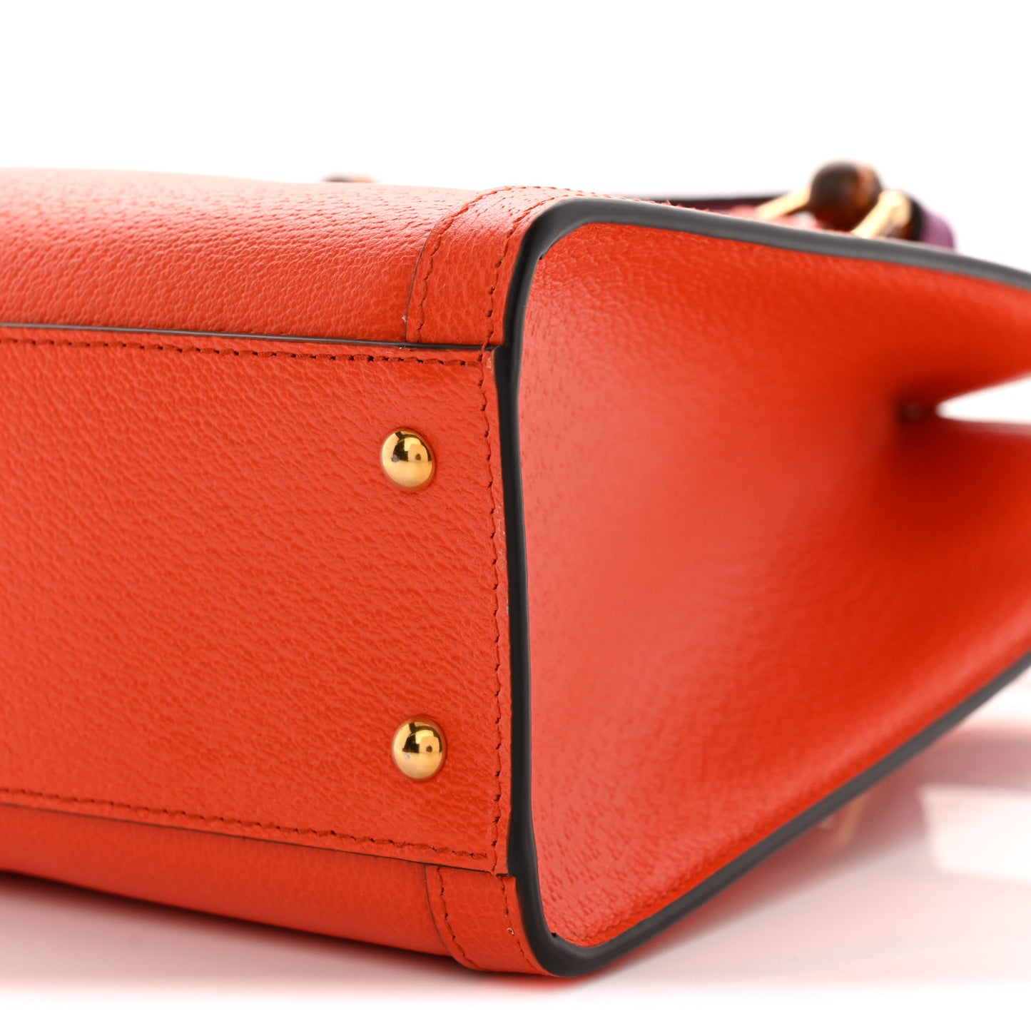 Textured Dollar Calfskin Web Small Diana Tote Bag Deep Orange Spicy Cyclamin