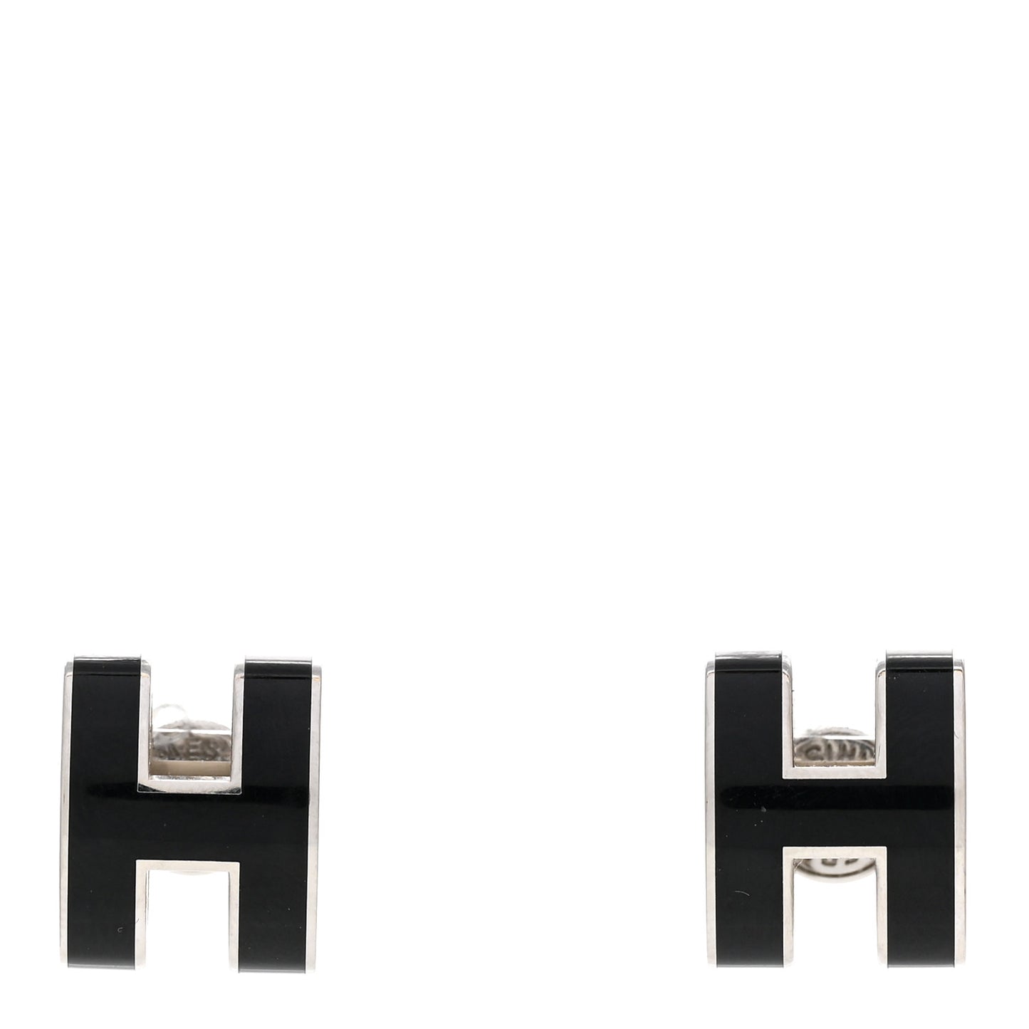 Palladium Lacquered Mini Pop H Earrings Black