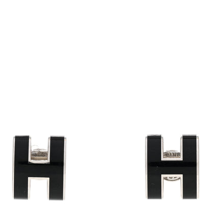 Hermes Palladium Lacquered Mini Pop H Earrings Black 1 of 7