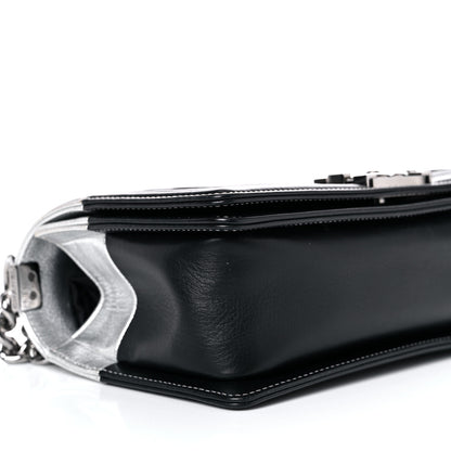 Chanel Metallic Goatskin Calfskin Medium Boy Flap Silver Black 8 of 15