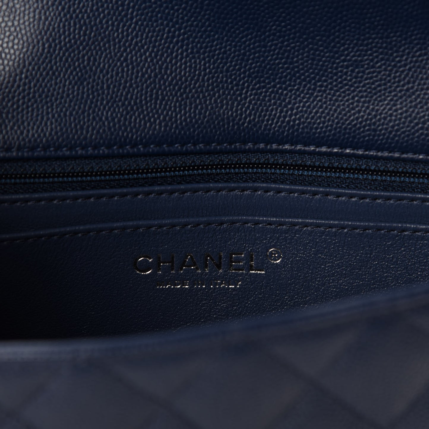 Caviar Quilted Mini Rectangular Flap Navy