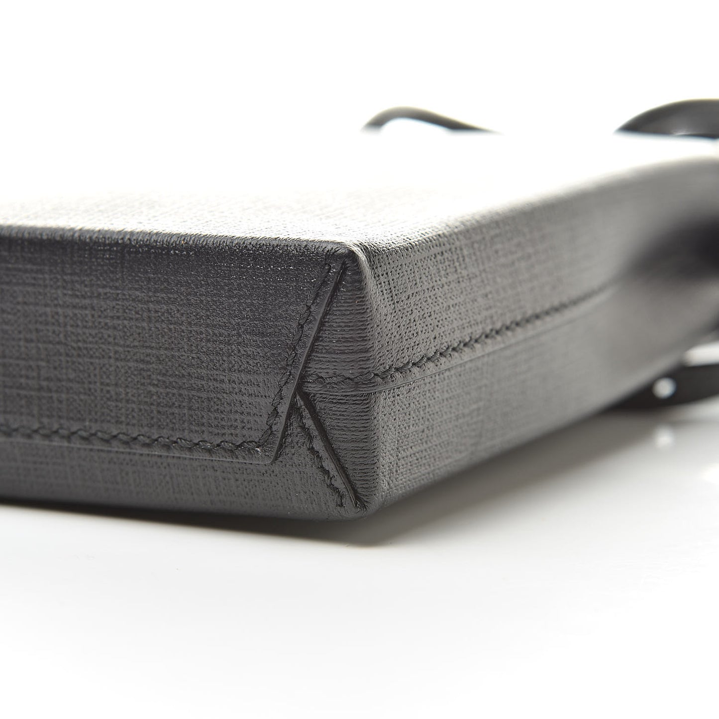 Squared Calfskin Logo Shopping Phone Holder Bag Black