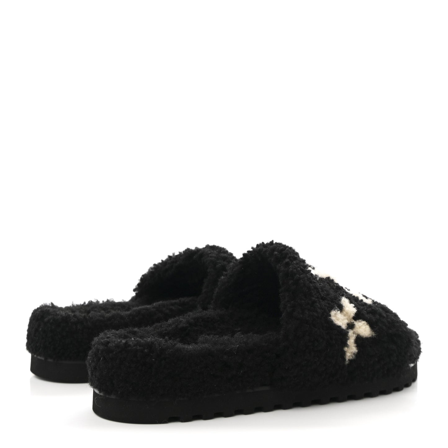 Shearling Monogram Giant Paseo Flat Comfort Mule 39 Black