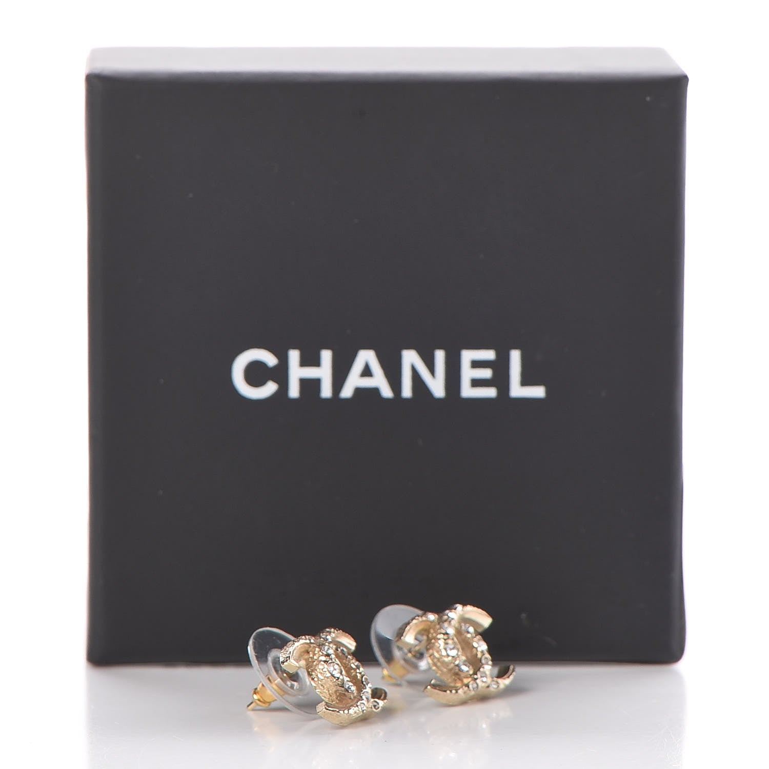 Chanel Crystal CC Earrings Gold 5 of 5