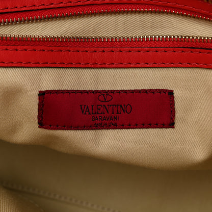 Valentino Garavani Vitello Rockstud Double Handle Tote Deep Orange 6 of 10