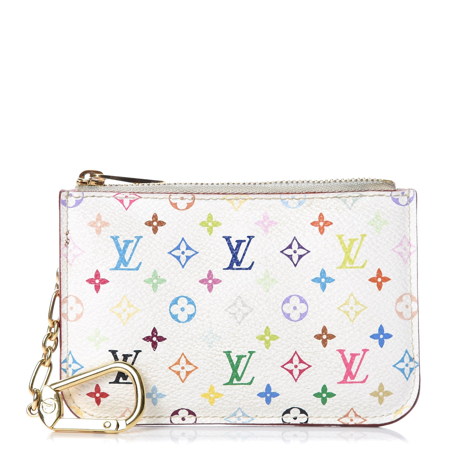 Louis Vuitton Monogram Multicolor Key Pouch White Litchi 1 of 11