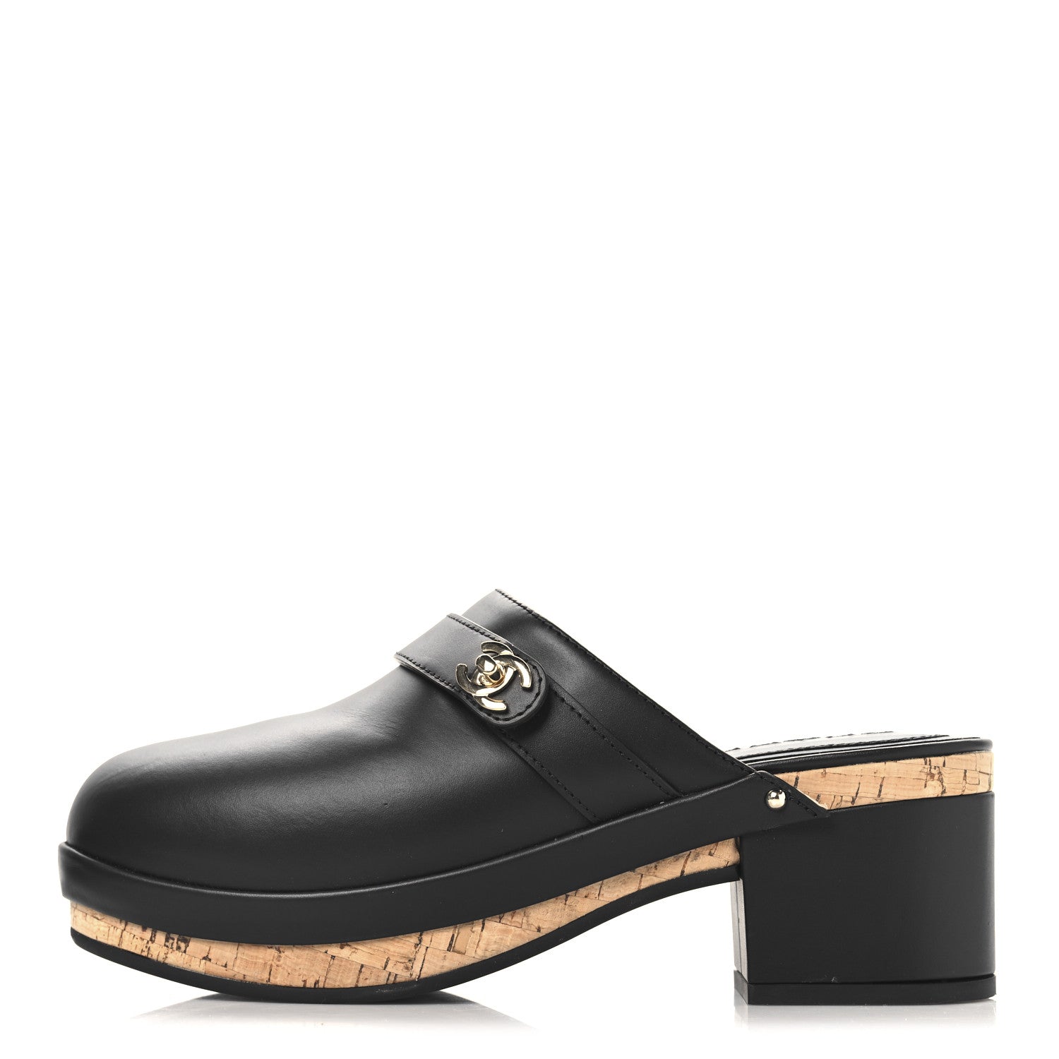 Chanel Calfskin CC Turn Lock Clogs 38 Black 1 of 9