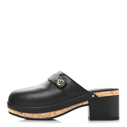 Chanel Calfskin CC Turn Lock Clogs 38 Black 1 of 9