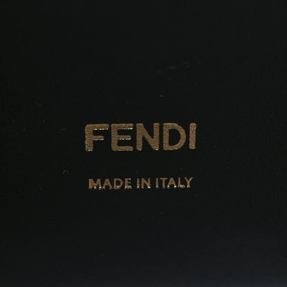 Fendi Raffia Calfskin F is Fendi FF Embroidered Kan U Shoulder Bag Grano Black 6 of 9