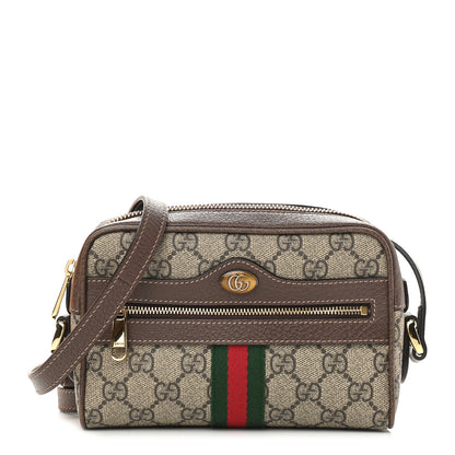 Gucci GG Supreme Monogram Web Mini Ophidia Shoulder Bag Brown 1 of 9
