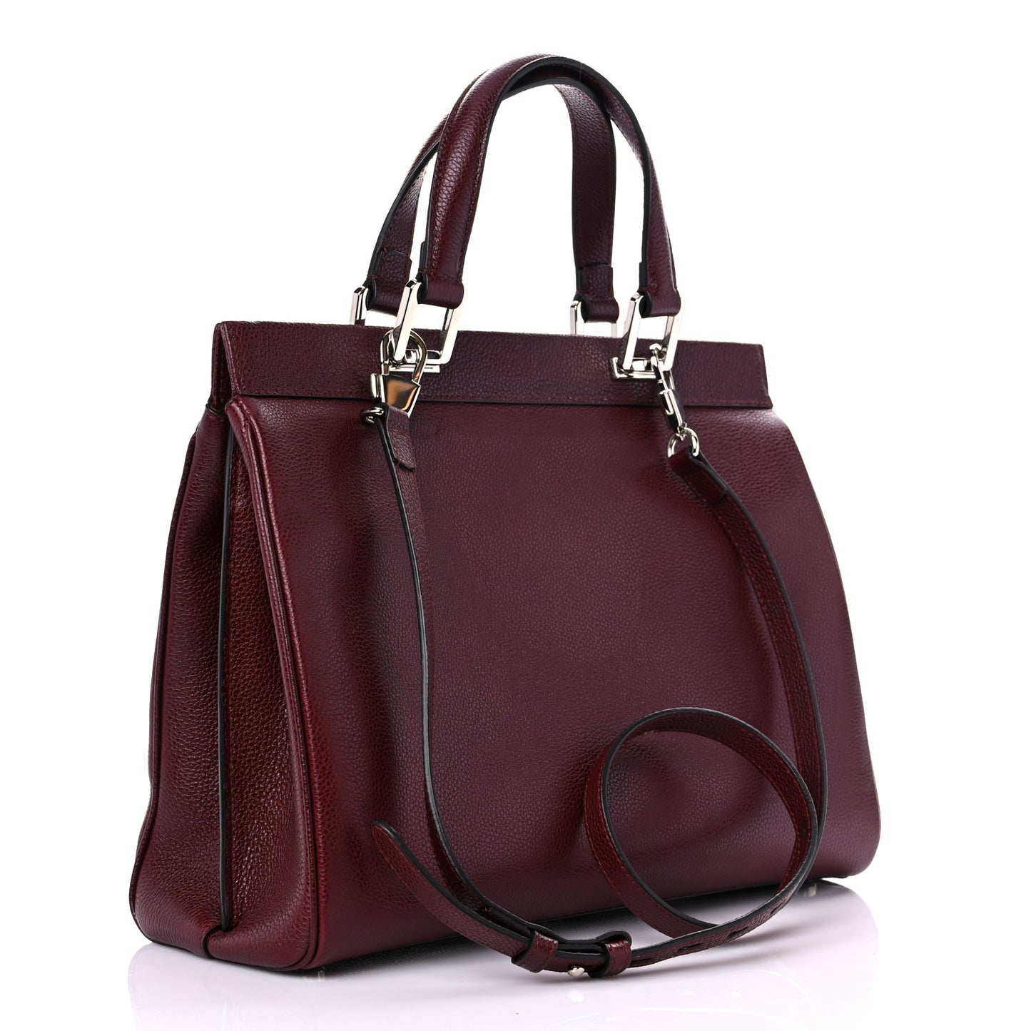 Grainy Calfskin Medium Zumi Top Handle Bag Vintage Bordeaux