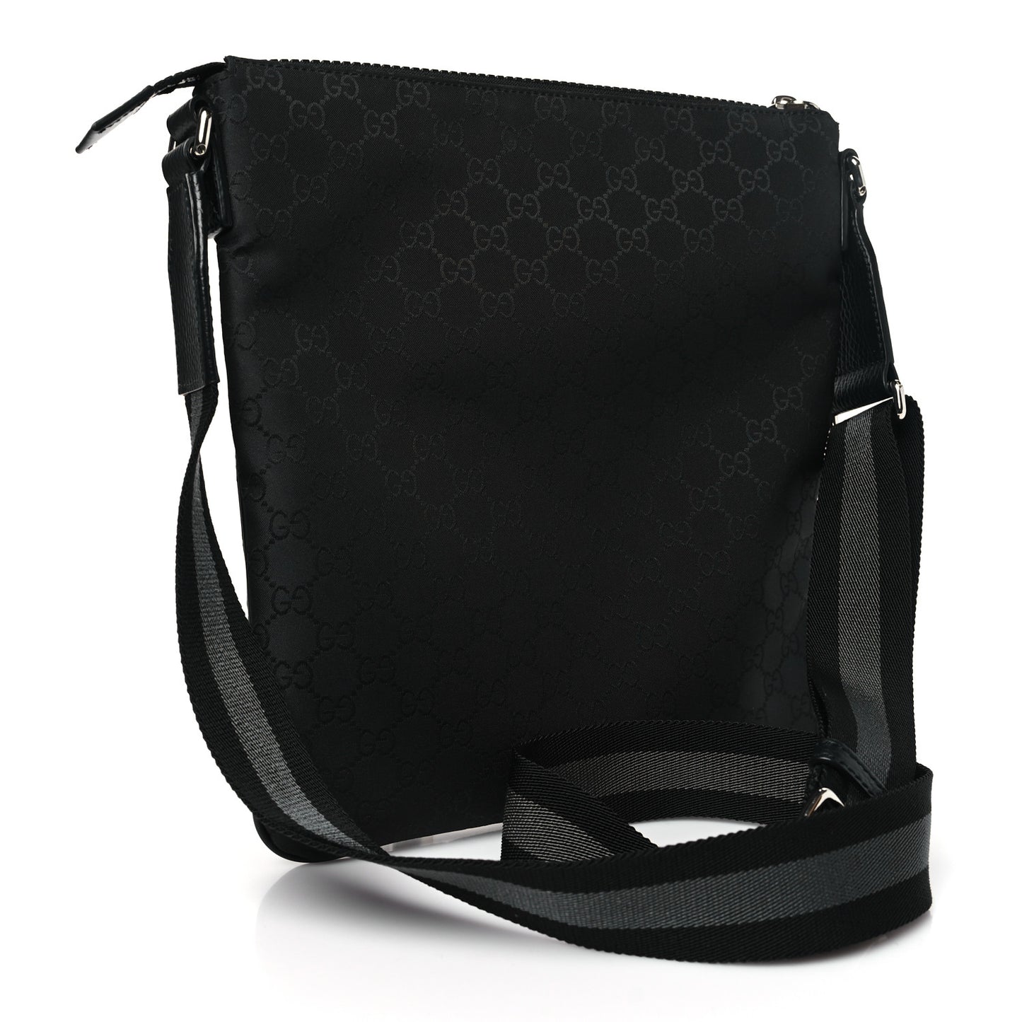 Nylon Monogram Small Flat Messenger Bag Black