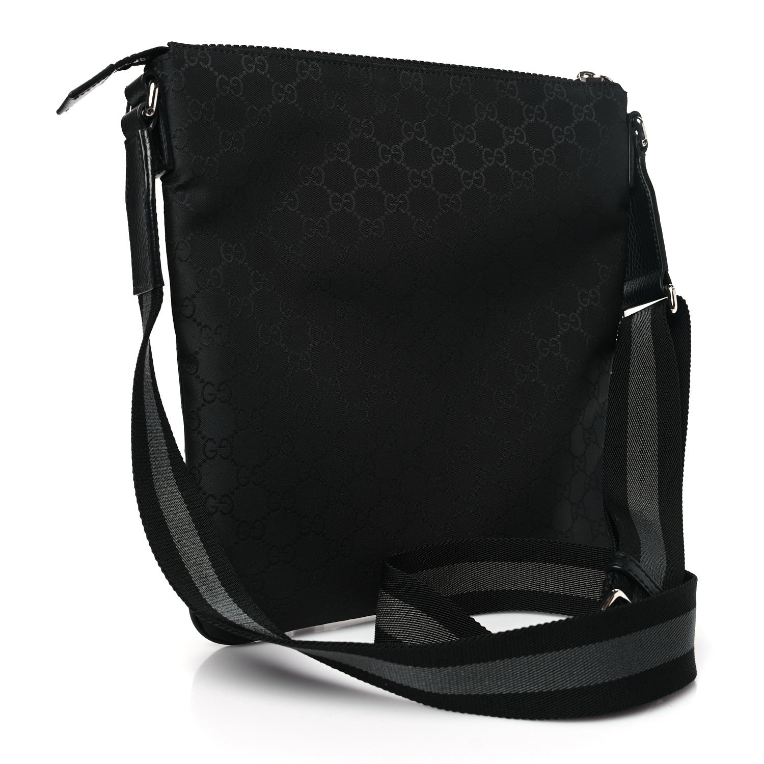 Gucci Nylon Monogram Small Flat Messenger Bag Black 3 of 10