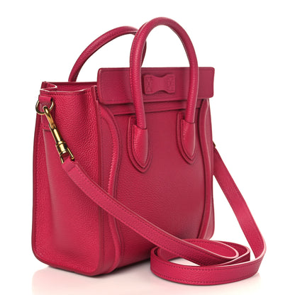 Celine Drummed Calfskin Nano Luggage Fuchsia 3 of 9