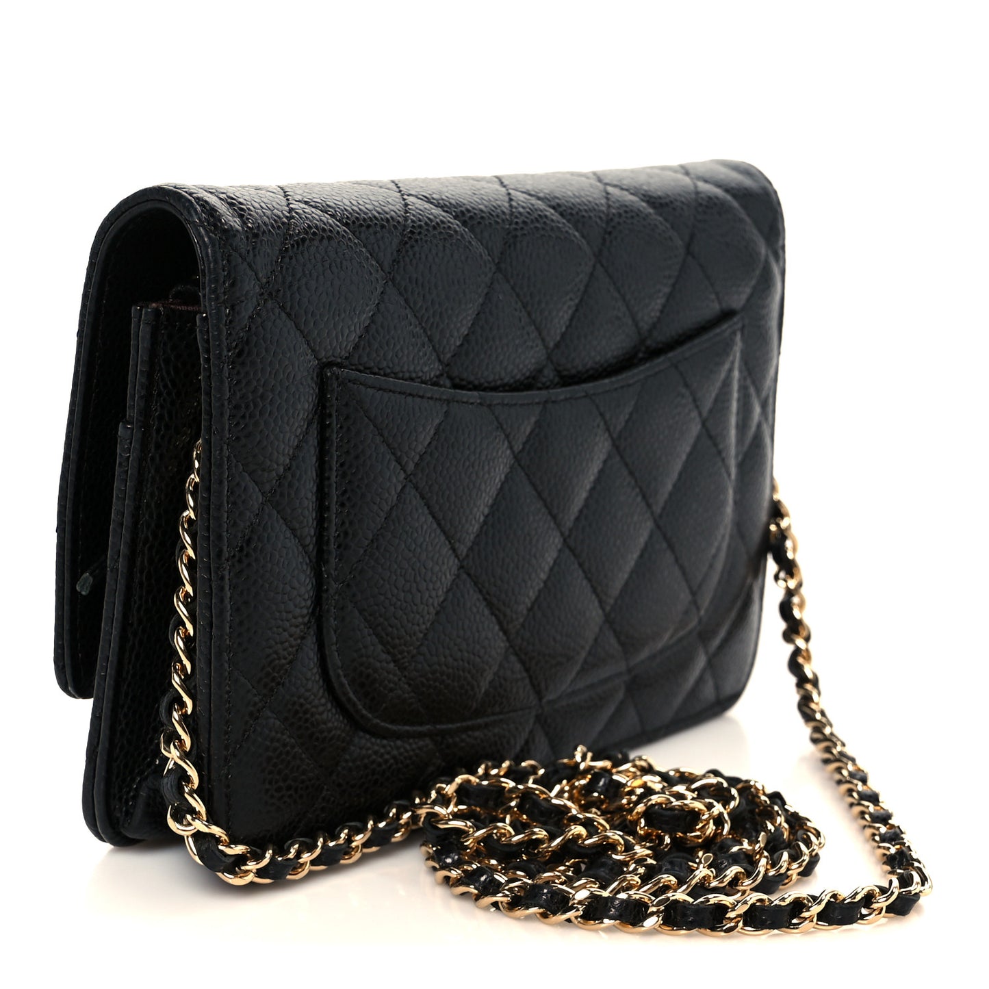 Caviar Quilted Wallet On Chain WOC Black
