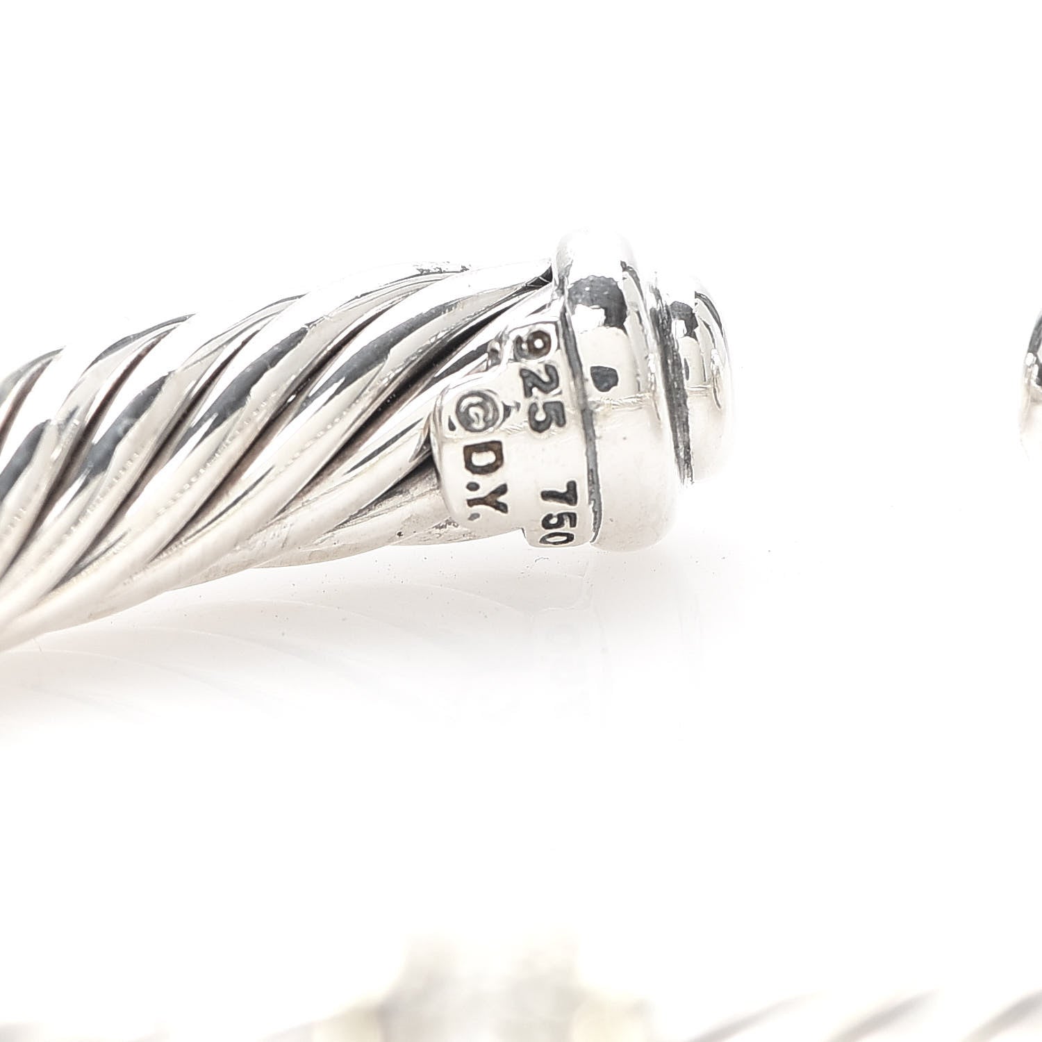 David Yurman Sterling Silver 18K Yellow Gold Diamond 7mm Cable Classics Station Bracelet 4 of 5