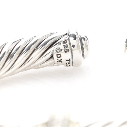 David Yurman Sterling Silver 18K Yellow Gold Diamond 7mm Cable Classics Station Bracelet 4 of 5