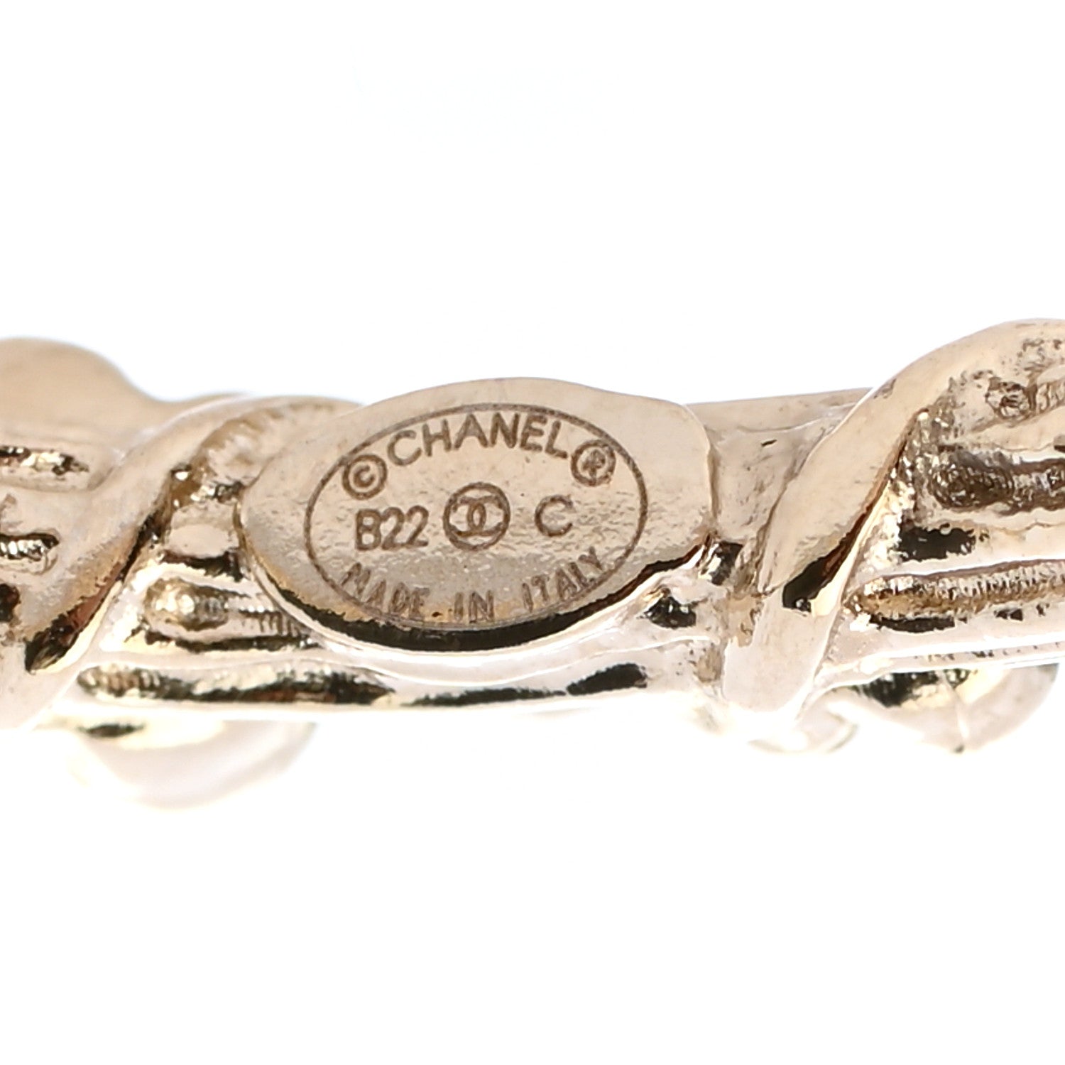 Chanel Crystal Camellia CC Hoop Earrings Gold 5 of 6