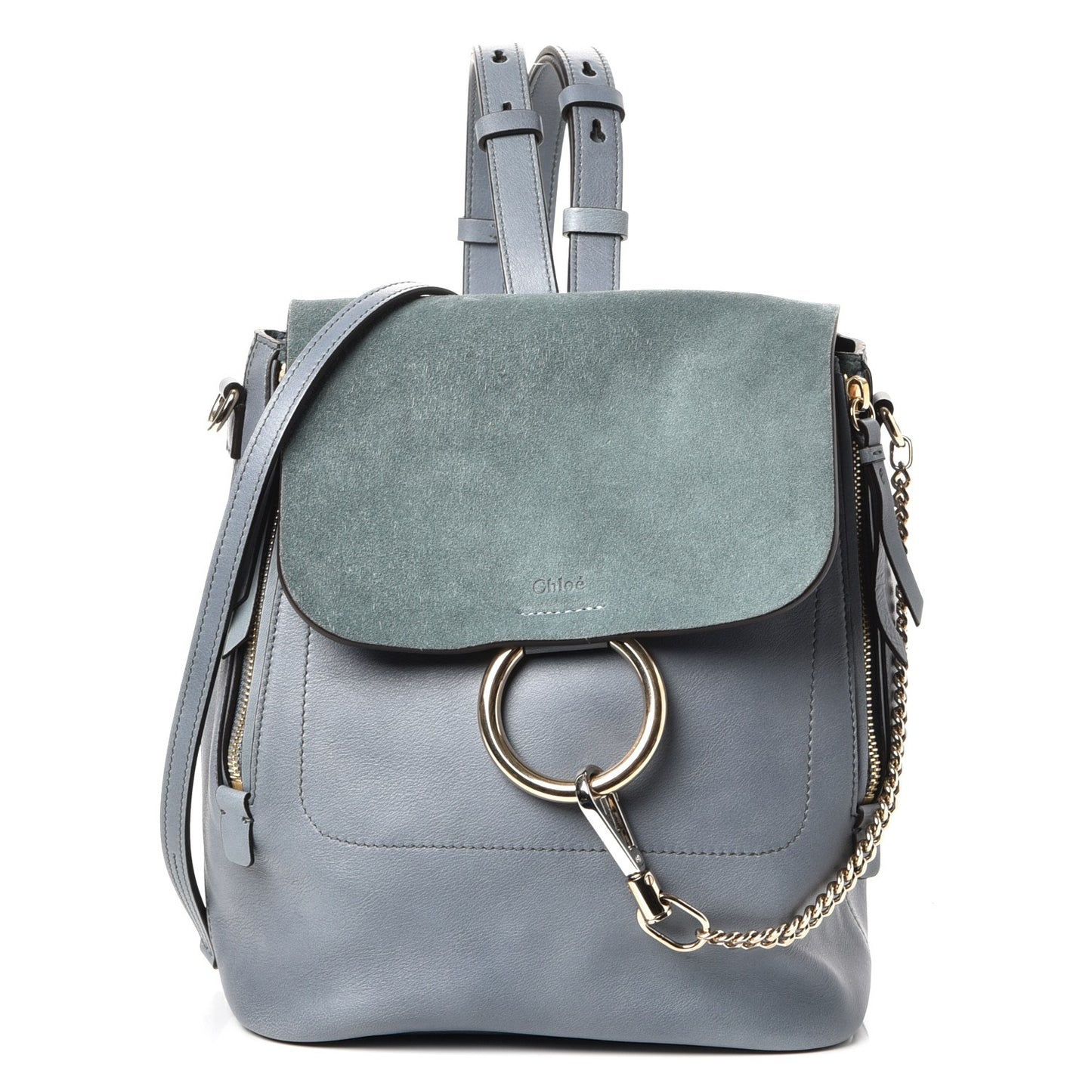 Suede Calfskin Medium Faye Backpack Cloudy Blue