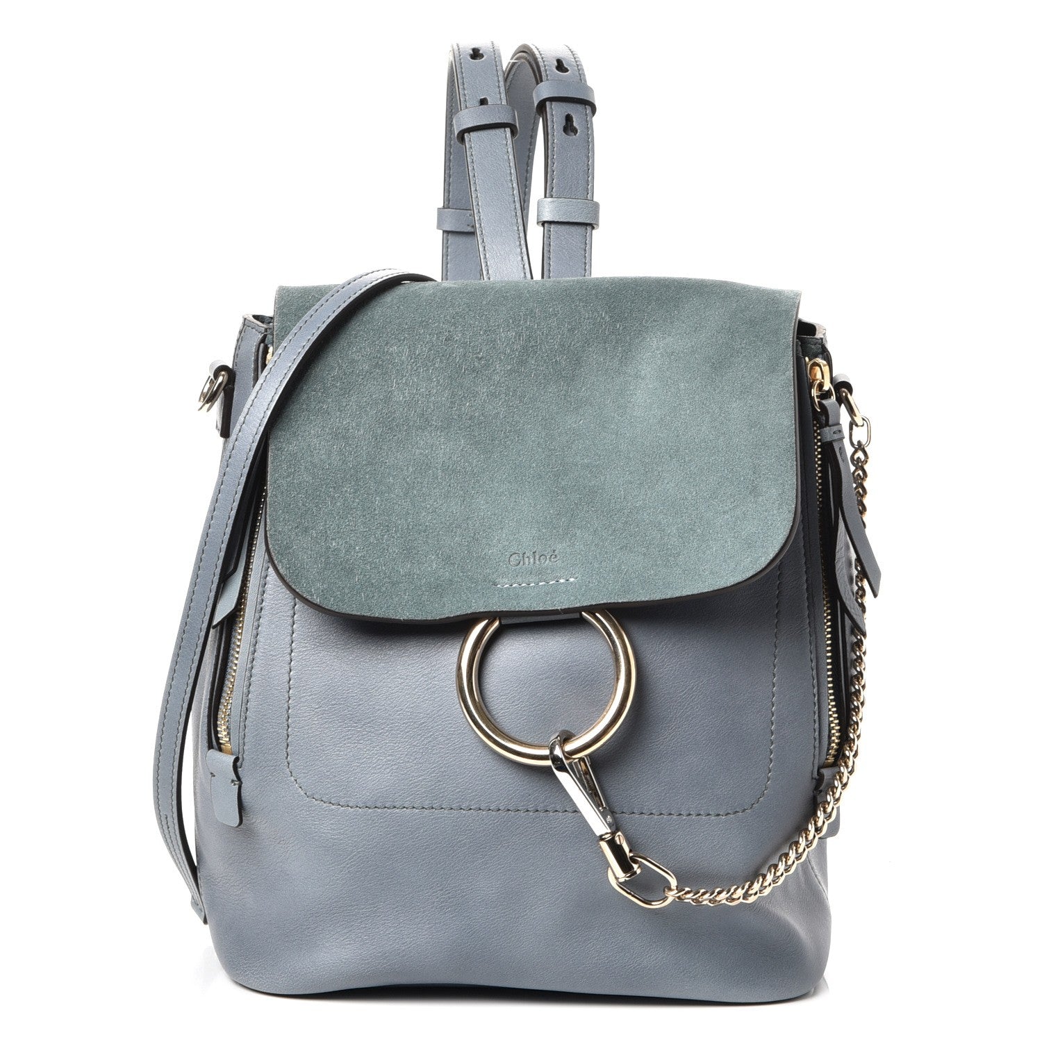 Chloe Suede Calfskin Medium Faye Backpack Cloudy Blue 1 of 7