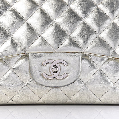 Chanel Metallic Aged Calfskin Quilted Jumbo Single Flap Silver 23 of 23
