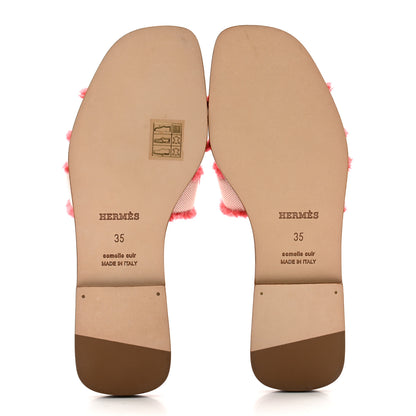 Hermes Toile H Oran Fringe Sandals 35 Framboise 6 of 11