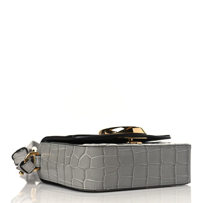 Chloe Crocodile Embossed Calfskin Mini C Double Carry Stormy Grey 4 of 11