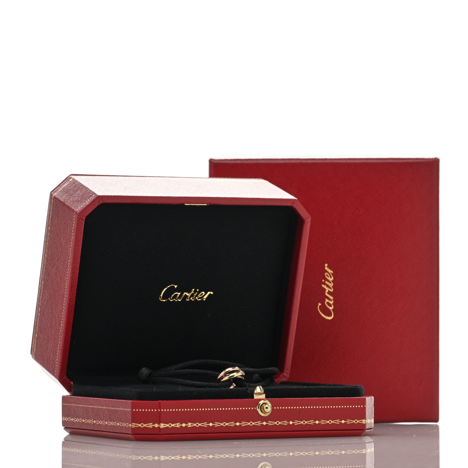 Cartier 18K Pink Yellow White Gold Trinity Adjustable Cord Bracelet Black 4 of 4