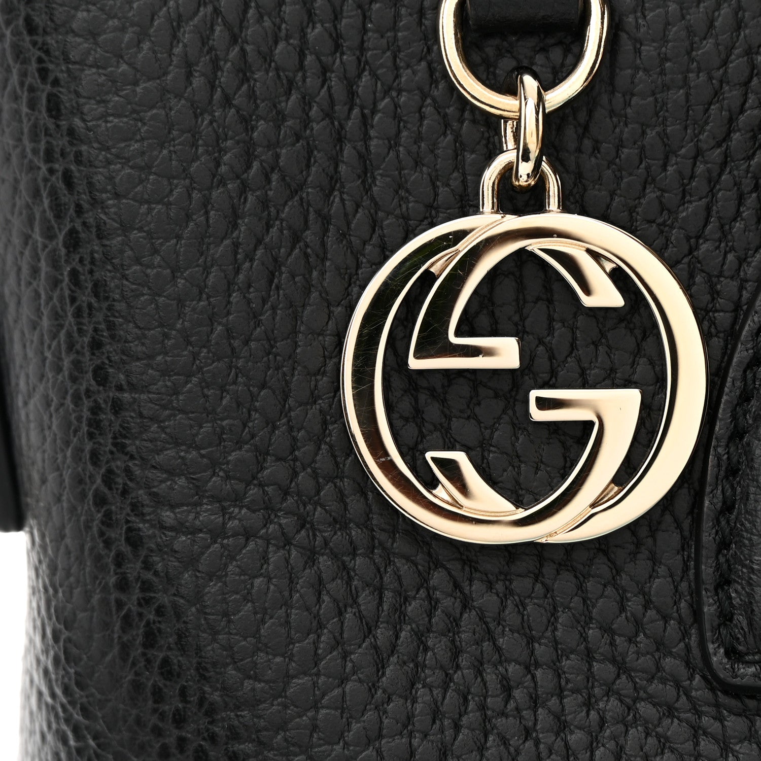 Gucci Dollar Calfskin GG Charm Satchel Black 16 of 20