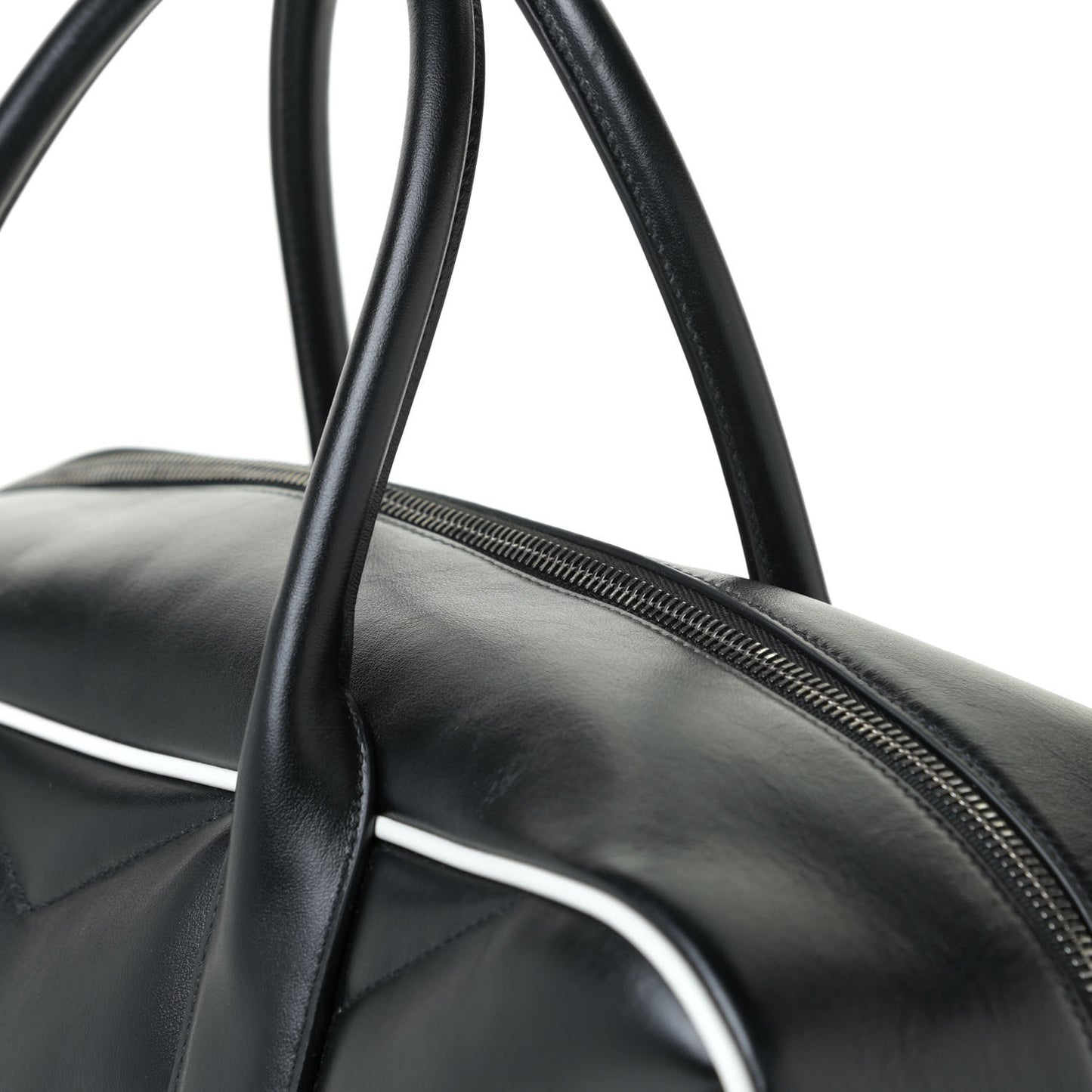 Calfskin Medium Miles Logo Bowler Duffel Bag Black
